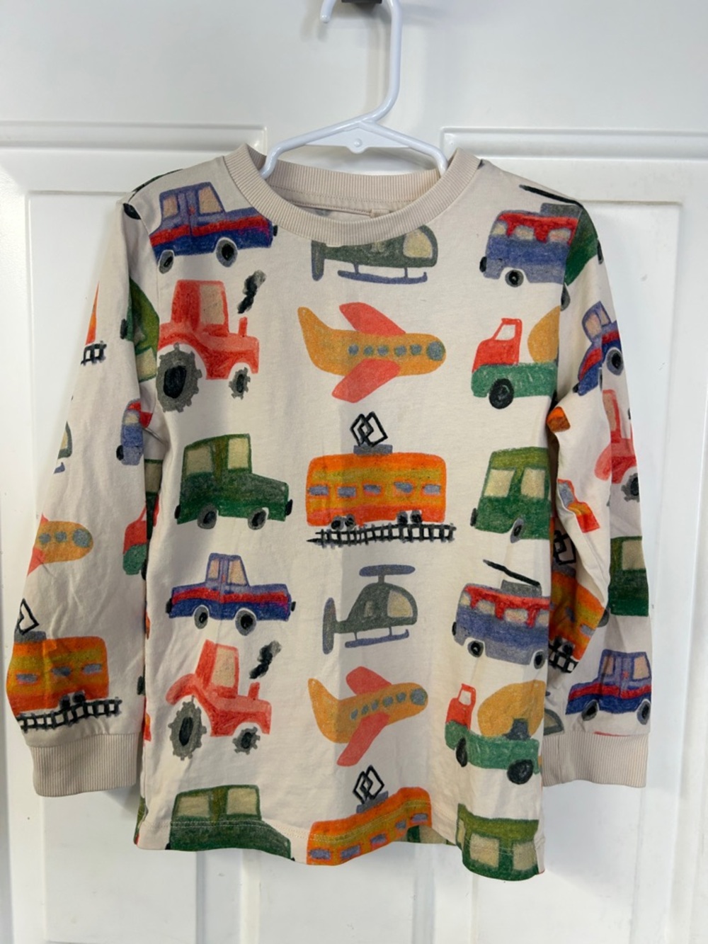 NEXT Cream Kids Top with Multicolor Vehicle Motif